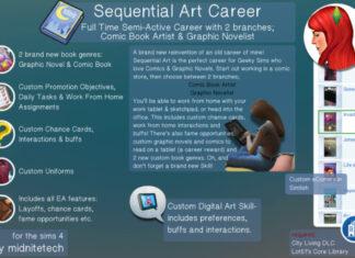 Мод «Карьера Последовательное искусство – Комиксы» от midnitetech для Sims 4 Мод «Карьера Последовательное искусство – Комиксы» от midnitetech для Sims 4